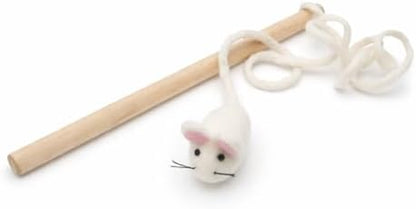 Glaciart One Mouse on a String Cat Toy – Durable Wooden Wand Cat Toy with Natural Wool Felt Mouse w/Catnip, Interactive Cat Toy on a Stick & Cat String Toys for Indoor Cats to Chase & Exercise - Image 6