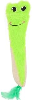 Andiker Catnip Toys for Indoor Cats,10.24inches Plush Toy for Cats with Crinkle Paper Inside,Fluffy cat Toy with Feather and 2 Scratcher (Green)