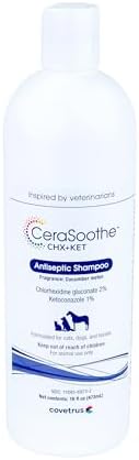 CeraSoothe CHX+KET Antiseptic Shampoo for Dogs, Cats & Horses – Chlorhexidine 2% & Ketoconazole 1% for Skin & Coat Cleansing, 16 oz by Covetrus