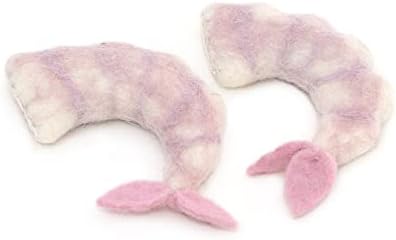 Glaciart One Wool Shrimp Cat Toys with Catnip | Interaction & Boredom Relief, Encourages to Exercise, Explore & Play | Filled w/Organic Herbs to Help Sooth or Reduce Anxiety by GlaciartOne