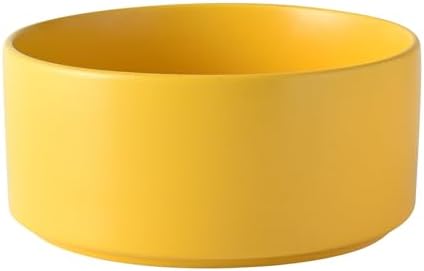 6'' Ceramic Dog Bowl - 30Oz Classic Dogs Food & Water Bowl for Small and Medium Breed Dogs, Heavy Duty Non-Slip Dog Dishes, Food Grade Stoneware Pet Bowl, Dishwasher & Microwave Safe, Yellow by Welloyed