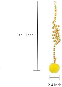 3Pcs Cat Spring Toys with Ball Hanging Kitten Toys Pets Interactive Toy Cat Ball Toys with Bell Long Tail Elastic Soft Plush Cat Toys for Indoor Kitten and Cats (yellowbluegreen, 3pcs) - Image 2