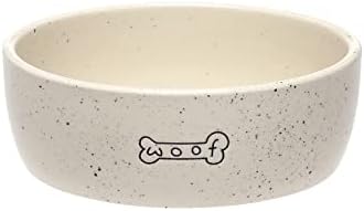 Pearhead Ceramic Dog Bowl - Woof Speckled Pet Food & Water Dish, 20 oz by Pearhead