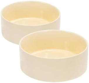 SPUNKYJUNKY 13.5OZ Ceramic Dog and Cat Bowl, Modern Cute Weighted Food Water Bowl for Replacement Beige (2 Pack) by SPUNKYJUNKY