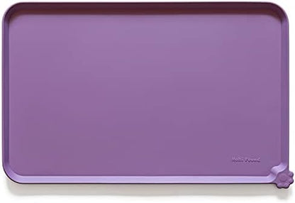 Hoki Found XX-Large Silicone Pet Food Mats - Non Slip Dog Cat Bowl Placemats - Waterproof Dog Cat Food Mats for Carpet - Amethyst by Hoki+Found