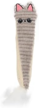 Andiker Catnip Toys for Indoor Cats,10.24inches Plush Toy for Cats with Crinkle Paper Inside,Fluffy cat Toy with Feather and 2 Scratcher (Grey)