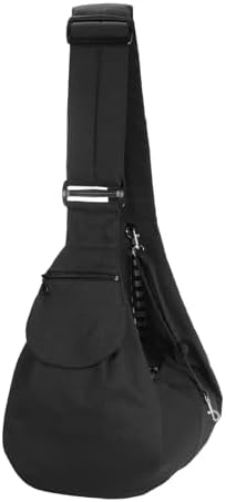 Dog Sling Carrier for Small Dogs and Cats Up to 16.5 Lbs, Soft Canvas with Zipper Pocket Pet Crossbody Shoulder Bag, (Black, 1 Pcs) Intended for Outdoor/Camp/Travel by Unknown