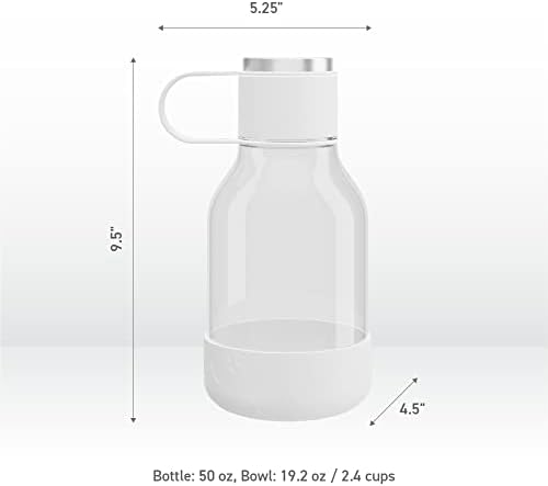 Asobu Buddy Bottle a Stainless Steel Insulated Water Bottle for with Removable Dog Water Bowl and Dog Food and Treat Storage Bowl (White, Tritan 50 oz Water Bottle with Bowl) - Image 5
