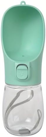 Leak-Proof Portable Dog Water Bottle with Built-in Bowl | Travel Pet Water Dispenser for Hiking, Walking & Outdoor Use | One-Hand Operation (Green) by Unknown