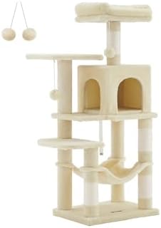 Feandrea Cat Tree, 44.1-Inch Cat Tower, Multi-Level Condo, Beige by FeandreabySONGMICSHOME