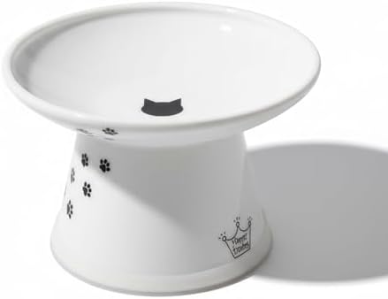 Necoichi Ceramic Extra-Wide Elevated Cat Food Bowl (Cat, Extra Wide) by NECOICHI