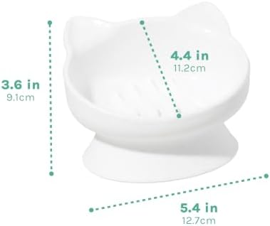 Kitty City Elevated Slow Feeder Cat Bowls (Set of 2), Whisker-Friendly Raised Cat Food Dishes with Ridges, Helps Reduce Fast Eating & Digestion Issues, Dishwasher Safe, 6.5 oz – White & Gray - Image 6
