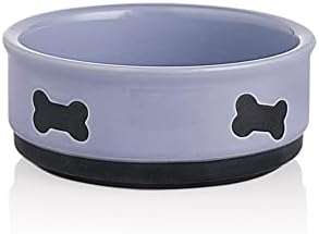 Sweejar Ceramic Dog Bowls with Bone Pattern, Dog Food Dish for Small Dogs, Porcelain Pet Bowl for Water 16 Fl Oz (Purple) by Sweejarco1949