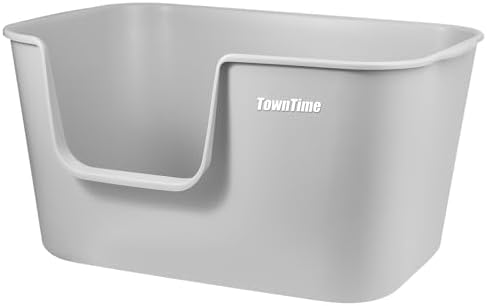 Extra Large Kitty Litter Box with High Sides, Anti-Splashing, Tool-Free Assembly, Multi Cat, Jumbo (Grey) 24.60" L x 16.92" W x 12.99" H by TownTime