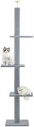 Max & Marlow 95-108" Floor to Ceiling Cat Tree for Indoor Cats, Light Grey by MaxMarlow