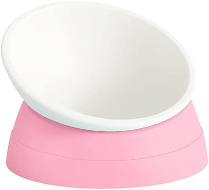 Elevated Cat Bowl, Adjustable Raised Slanted Food Bowl for Cats and Small Dogs, Wide Shallow PP Dish with TPR Non Slip Base, Whisker Friendly, 17 oz by Hi%2C+Ravitat