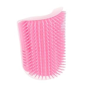 Cat Self Groomer – Wall Corner Grooming Brushes for Cats and Small Pets – Soft Silicone Massage Brush for Shedding Control and Face Rubbing (Pink)