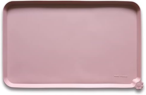 Hoki Found Silicone Pet Food Tray - High-Lips Dog Cat Bowl Mats - Waterproof Dog Cat Food Mats - Neutral Pink by Hoki+Found