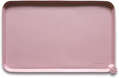 Hoki Found Silicone Pet Food Tray - High-Lips Dog Cat Bowl Mats - Waterproof Dog Cat Food Mats - Neutral Pink by Hoki+Found