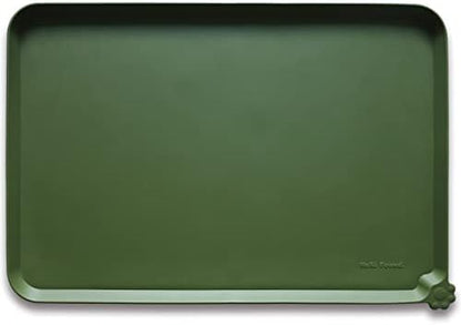 Hoki Found Silicone Pet Food Mat - High-Lips Dog Cat Bowl Placemat - Waterproof, Dark Olive by Hoki+Found
