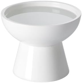 LoeJan Elevated Cat Food and Water Bowls Set, Extra Wide and Raised Ceramic Bowls, Anti-Vomit Whisker-Free Pressure Cat Feeder for Kittens to Adult Cats and Small Dogs (White, Water Bowl) by LoeJan