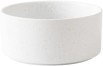 6'' Ceramic Dog Bowl - 30Oz Classic Dogs Food & Water Bowl for Small and Medium Breed Dogs, Heavy Duty Non-Slip Dog Dishes, Food Grade Pet Bowl, Dishwasher & Microwave Safe, Speckled White by Welloyed