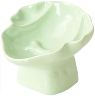 Ceramic Raised Pet Slow Feeder Bowl, Elevated Cat and Dog Slow Feeder, Decorative Standing Doggy Design, Anti-Slip Base, Anti-Vomiting (Green) by LeServeta