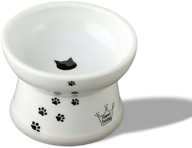 Necoichi Ceramic Elevated Cat Food Bowl, Whisker-Friendly (Cats, Regular) by NECOICHI
