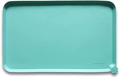 Hoki Found Large Silicone Non Slip Pet Food Mats - Tray for Dogs and Cats - Waterproof Feeding Mats - Cool Mint by Hoki+Found