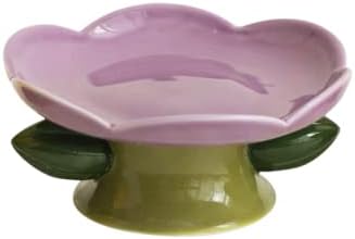 PIPIPET Raised Cat Bowls, Ceramic Flower Dish, Elevated Cat Food Bowls for Spine & Whisker Protection - Purple by Unknown