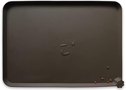 Hoki Found XX-Large Silicone Pet Food Mats Tray - Non Slip Pet Dog Cat Bowl Mats Placemat - Dog Pet Cat Feeding Mat - Waterproof Dog Cat Food Mats -Pet Water Mats for Carpet - Coffee by Hoki+Found
