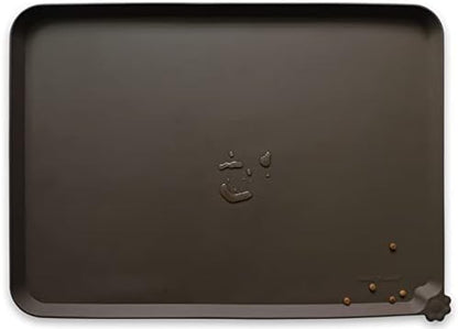 Hoki Found XX-Large Silicone Pet Food Mats Tray - Non Slip Pet Dog Cat Bowl Mats Placemat - Dog Pet Cat Feeding Mat - Waterproof Dog Cat Food Mats -Pet Water Mats for Carpet - Coffee by Hoki+Found