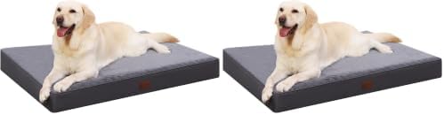 Waterproof Dog Bed Medium Size Dog Orthopedic Dog Beds for Crate with Removable Washable Cover Egg-Crate Foam Pet Pad Mat with Anti-Slip Bottom, 35x22 Inch, Grey (Pack of 2) by MIHIKKPet%E2%80%99sHome