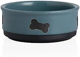 Sweejar Ceramic Dog Bowls with Bone Pattern, Dog Food Dish for Small Dogs, Porcelain Pet Bowl for Water 16 Fl Oz (Fog Blue) by Sweejarco1949