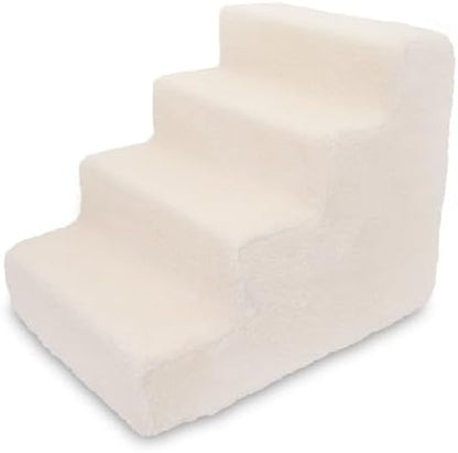 Best Pet Supplies Dog Stairs & Steps - Foam Steps for Small Dogs & Cats, Non-Slip Indoor Balanced Pet Step Support, Dog Ramp, No Assembly, Lambswool, 4-Step (18-inch Height) by BestPetSuppliesLLC