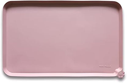 Hoki Found L Silicone Non Slip Pet Food Mats - Placemat for Dog Cat - Waterproof Dog Cat Food Mats - Carpet Friendly - Neutral Pink by Hoki+Found