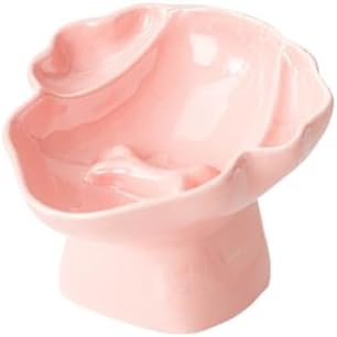 Ceramic Raised Pet Slow Feeder Bowl, Elevated Cat and Dog Slow Feeder, Decorative Standing Doggy Design, Anti-Slip Base, Anti-Vomiting (Pink) by LeServeta