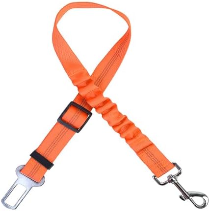 Dog Seat Belt for Car, Adjustable Dog Car Harness, Reflective Dog Seatbelt Leash with Elastic Bungee Buffer, Durable Nylon Pet Safety Dog Seat Belt for All Dog Sizes (Orange) by Myslie