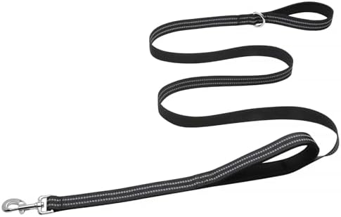 Hikiko 6FT Double Handle Traffic Dog Leash Reflective,Black by Hikiko