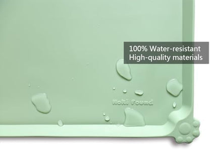 Hoki Found X-Large Silicone Pet Feeding Mats - Non Slip Dog Cat Bowl Mats - Waterproof for Carpet - Jade - Image 3