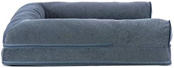 Furhaven Orthopedic Dog Bed for Large/Medium Dogs w/ Removable Bolsters & Washable Cover, For Dogs Up to 55 lbs - Sherpa & Chenille Sofa - Orion Blue, Large - Image 4
