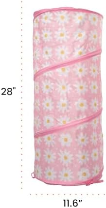 Catstages Tunnel Toy for Indoor Cats, Collapsible Hide & Play Tube with Plush Catnip Toy, Pink Daisy, 28” - Image 7