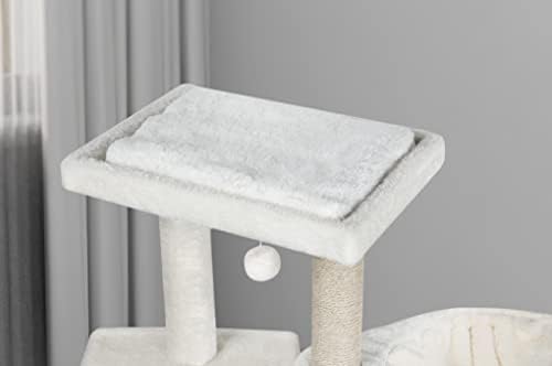 AIWIKIDE Cat Tree Has Scratching Toy with A Ball Activity Centre Cat Tower Furniture Jute-Covered Scratching Posts (Beige, 36.6'') - Image 4