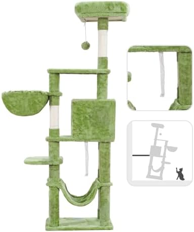 Hey-brother Cat Tree, Multi-Level Sisal Covered Scratching Posts, MPJ050GR - Image 5