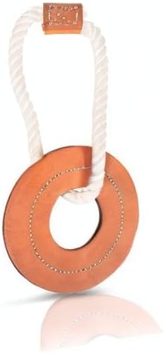 Natural Suede Leather and Rope Dog Chew Toy, Circle Shape Interactive Pet Toy for Medium to Large Dogs, Durable Design for Daily Chewing, Tug Play and Training Use
