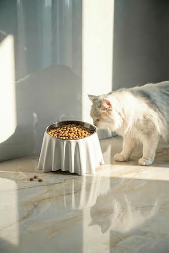 Elevated Cat Food Bowl, Raised Cat Bowls by 304 Stainless Steel,Stylish 3D-Printed Cat Feeding Bowl,12oz Cat Dishes for Cats & Puppies - Image 6