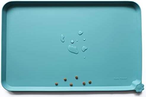 Hoki Found Large Silicone Pet Food Mats - Non Slip Bowl Placemats - Waterproof Dog Cat Food Mats For Floors - Glacier by Hoki+Found