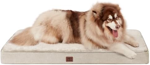 EHEYCIGA XXL Washable Dog Crate Bed with Memory Foam, 47x29Inch, Beige by EHEYCIGA