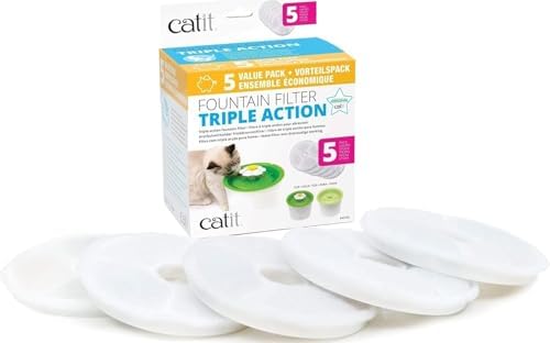 Catit Triple Action Replacement Original Water Fountain Filters, 5 Pack by Catit