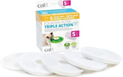 Catit Triple Action Replacement Original Water Fountain Filters, 5 Pack by Catit